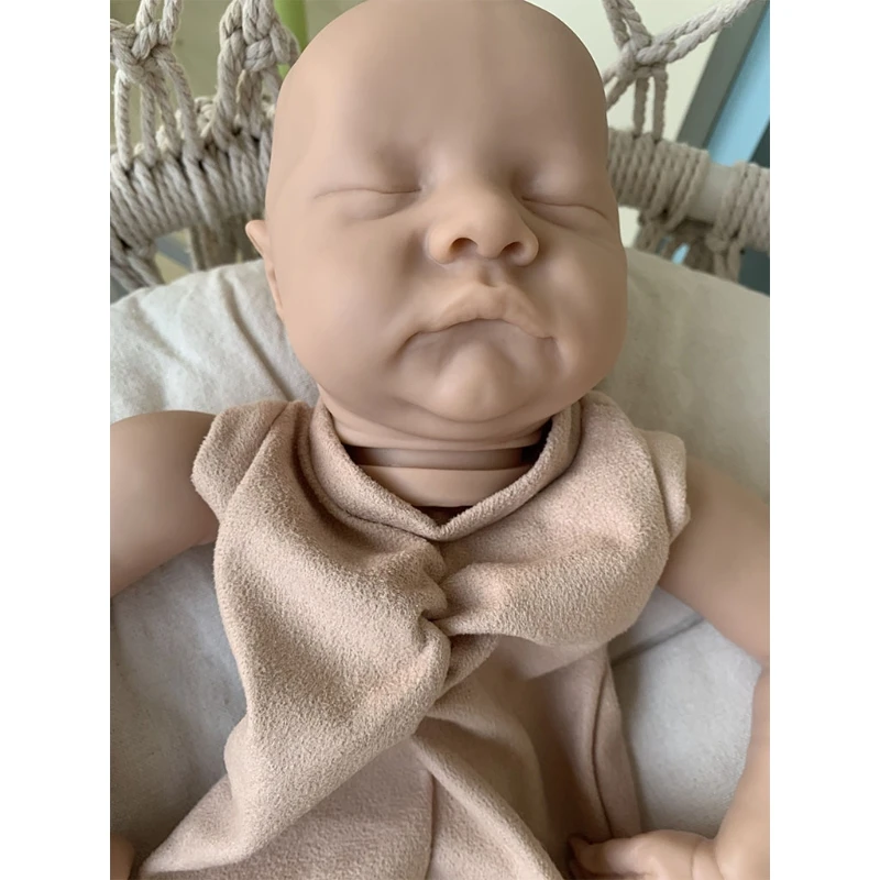 Kit de mu&ntilde;ecas Reborns, 21 pulgadas, en blanco, sin pintar, DIY, conjunto realista hecho a mano, molde con cabeza, extremidades completas y tela corporal-2