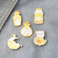 exquisite cute moon cat metal enamel pins little white rabbit lapel pin backpack badge sweater jewelry gift for kids wholesale
