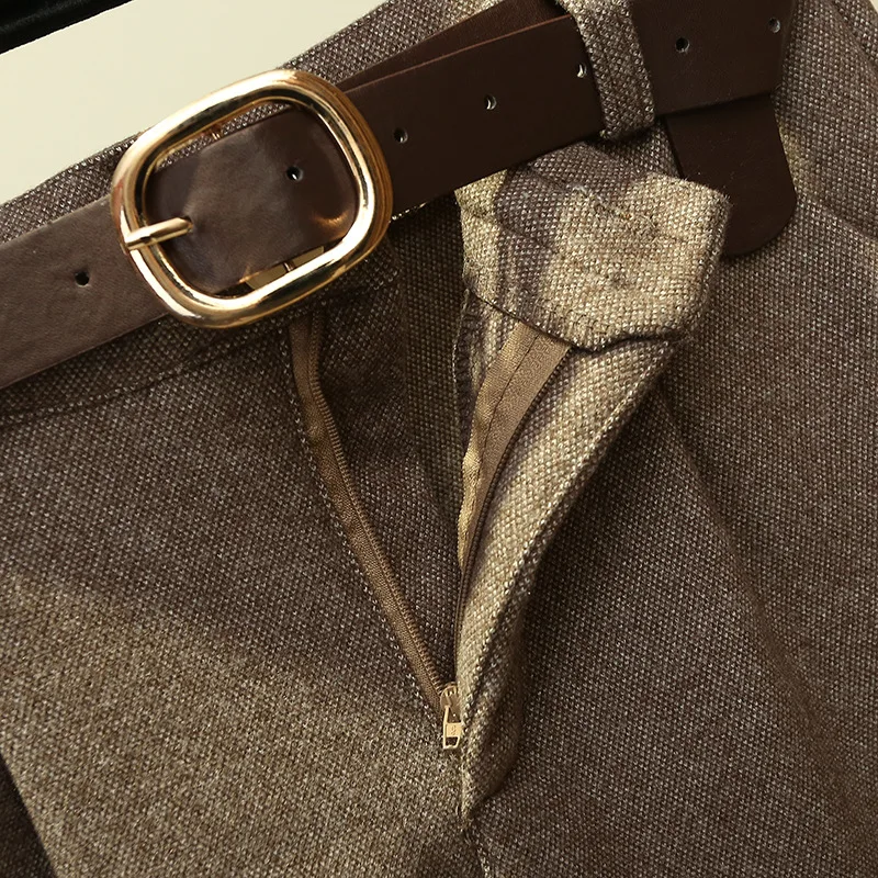 Модные шерстяные брюки 2019 осень зима женские Брюки Высокая талия Pantalon Femme