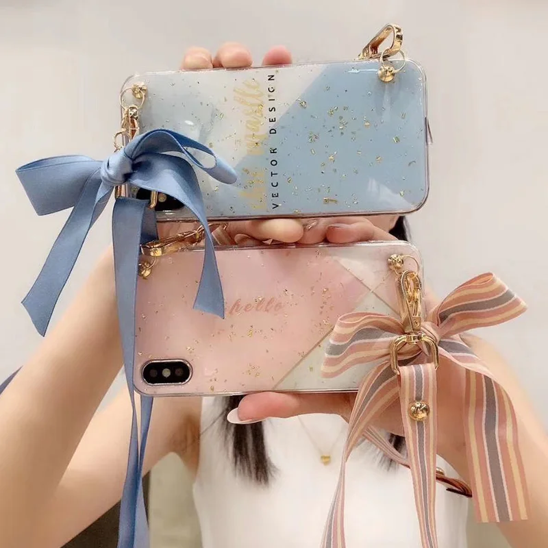 Роскошный блестящий Мраморный чехол из золотой фольги для iPhone 11 Pro X XS Max XR мягкий