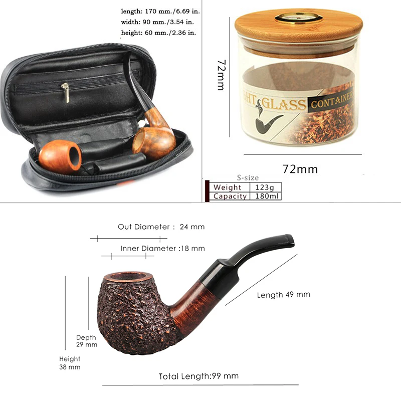 ⑨ Набор курительных труб + деревянные хьюмидоры трубные мешочки с бесплатными