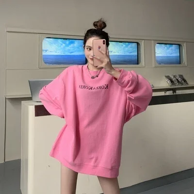 

Женский свободный свитер с капюшоном, большие размеры, в Корейском стиле, Новинка Весна-Осень-зима 2021