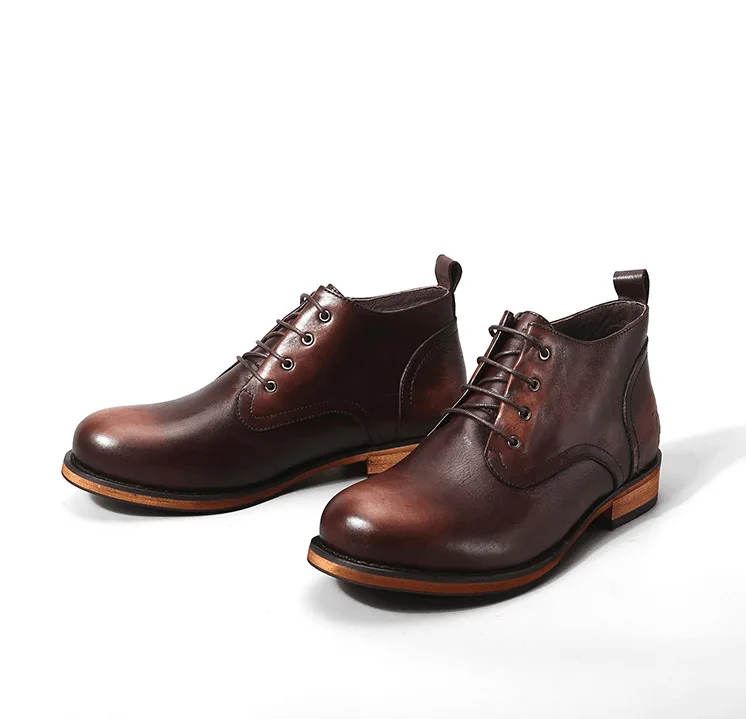 Зимние классические мужские повседневные ботинки из натуральной коровьей кожи