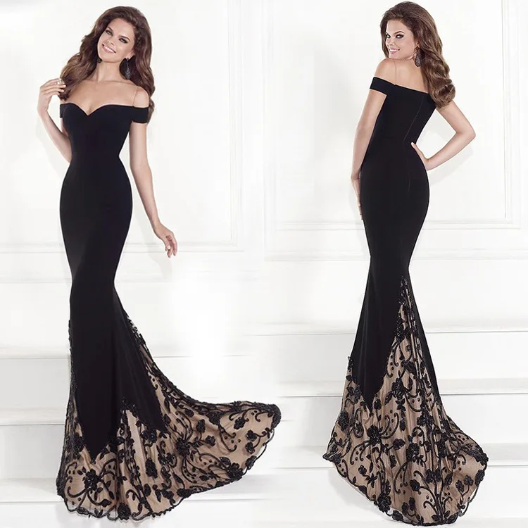 Cheap Black Lace Mermaid Evening Dress 2019 Personality Sexy Long prom gowns Formal Party dress | Свадьбы и торжества
