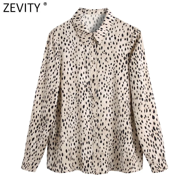 

Zevity Women Vintage Leopard Print Casual Blouse Office Lady Tutn Down Collar Long Sleeve Shirts Chic Chemise Blusas Tops LS9730