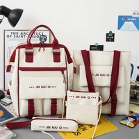 2021 4pcsset canvas school bags for teenage girls designer laptop backpacks women book bags travel backpack students rucksack