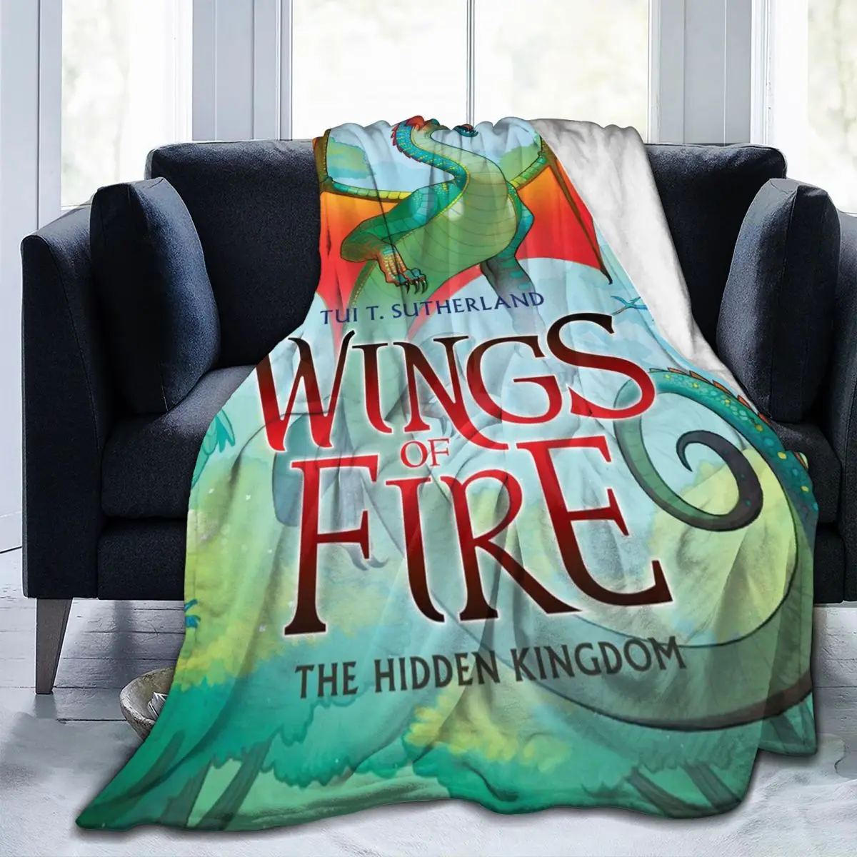 

Regalos de Navidad, manta de forro polar de franela con estampado gráfico de alas de fuego, primer arco, reino oculto, para sofá