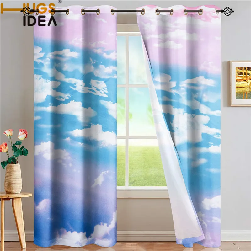 

3D Rainbow Colors Curtains Home Decoration for Living Room and Bedroom Curtains Cloud Sky Design Modern Blackout Curtains