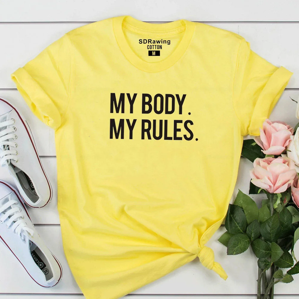 Футболка с надписью My Body Rules Girl Power футболка со знаком Equal Rival|Футболки| |