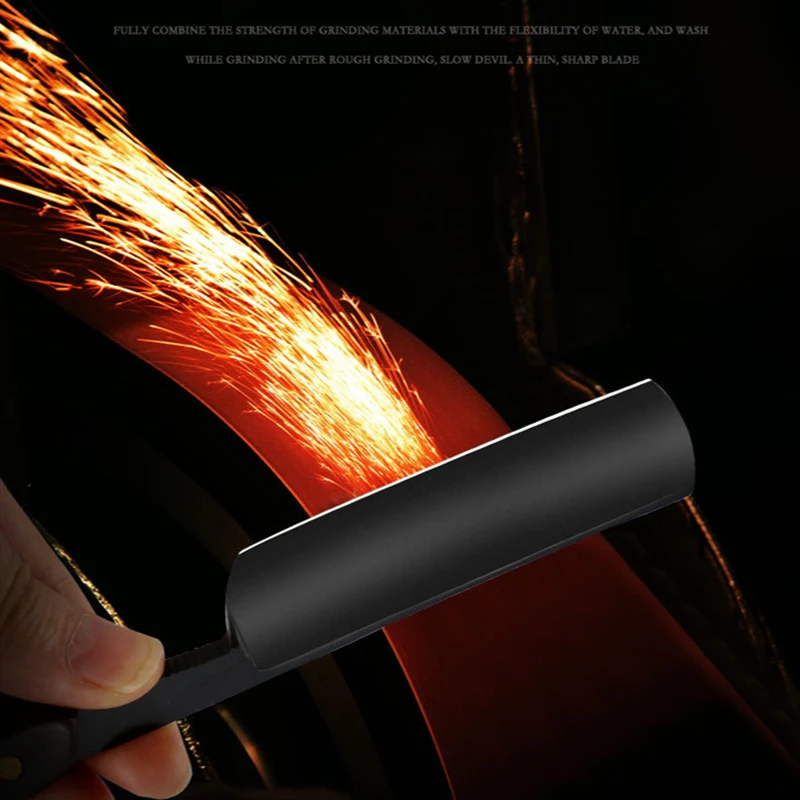 

Vintage Straight Edge Stainless Steel Razor Sharp Barber Ebony Handle Hairdressing Razor Leather Bag Knife Cloth And Wax G1229