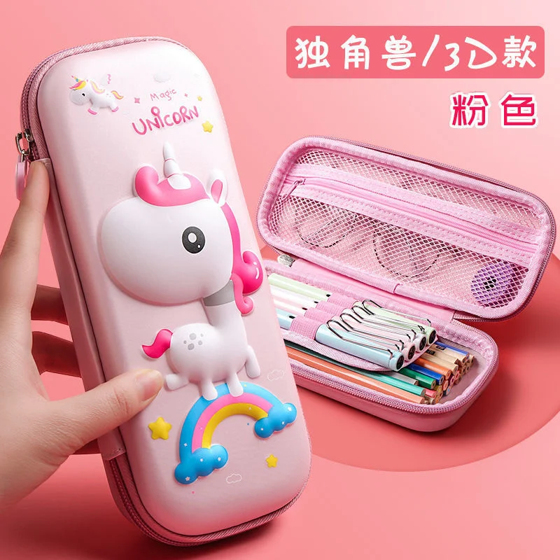 3D чехол для карандашей EVA коробка хранения Милый Розовый Единорог Женский