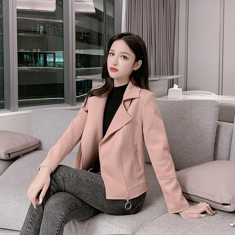 2020 Весна Осень Новые Обрезанные Куртки из искусственной кожи женские корейские