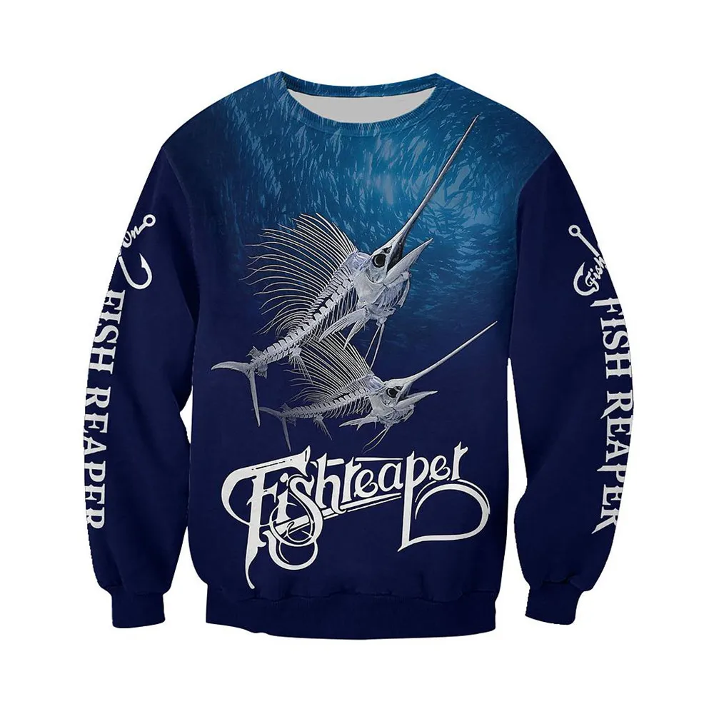 Новая модная одежда 3D принт по всей длине рыбы жнец С рисунком Толстовка с