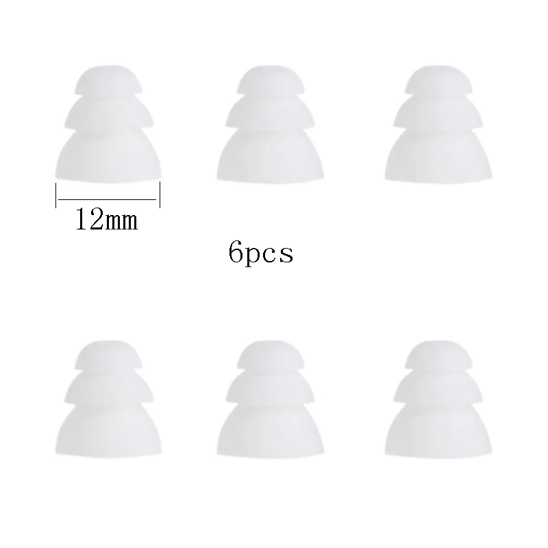 Medium white Ivinxy, 6 шт., трехслойные силиконовые наушники-вкладыши, крышки, сменные вкладыши, вкладыши, наконечники, наушники, вкладыши, амбушюры, подушки - Цвет: Medium white