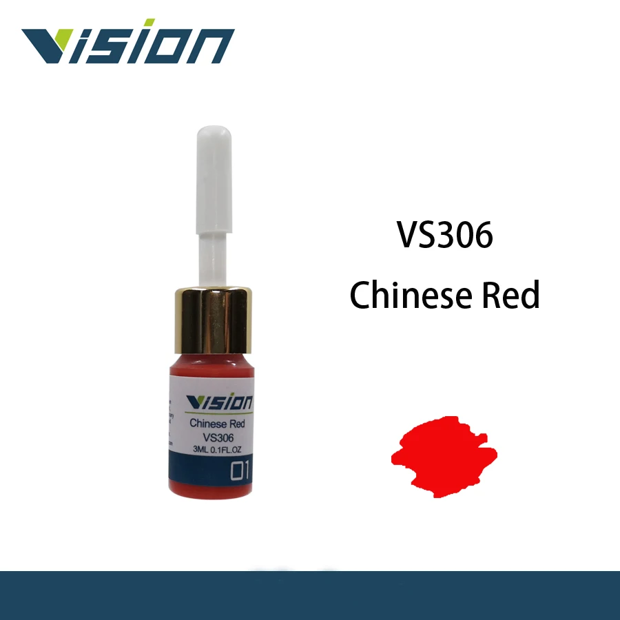 Vision VS306Chinese Red 3 мл пигмент для микроблейдинга Органическая натуральная паста
