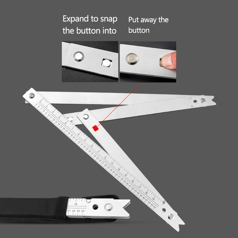 

45 Degree Foldable Carpenter Square Triangle RulerAluminum Alloy Angle Ruler, Measurement Tool for Woodworking