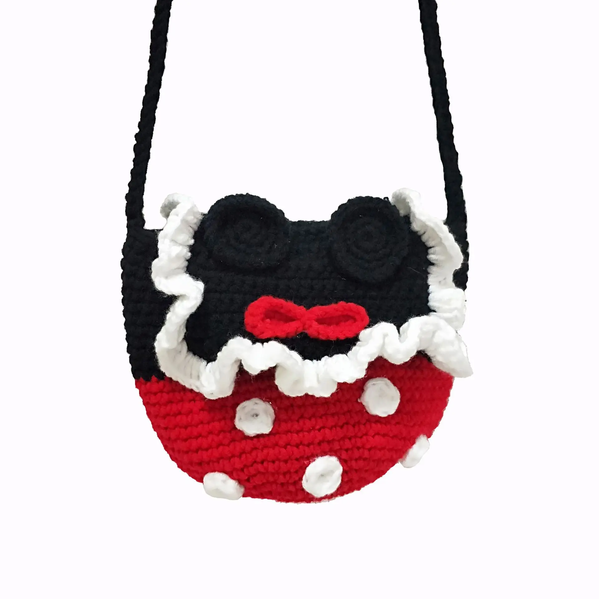 

2020 Hand-woven wool children's bag cute Donald duck fart knitted bag one shoulder sloping bag zero wallet