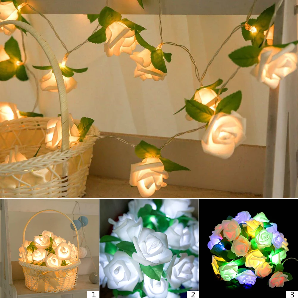 20 светодиодных гирлянд в виде цветка розы на батарейках сказочные огни для