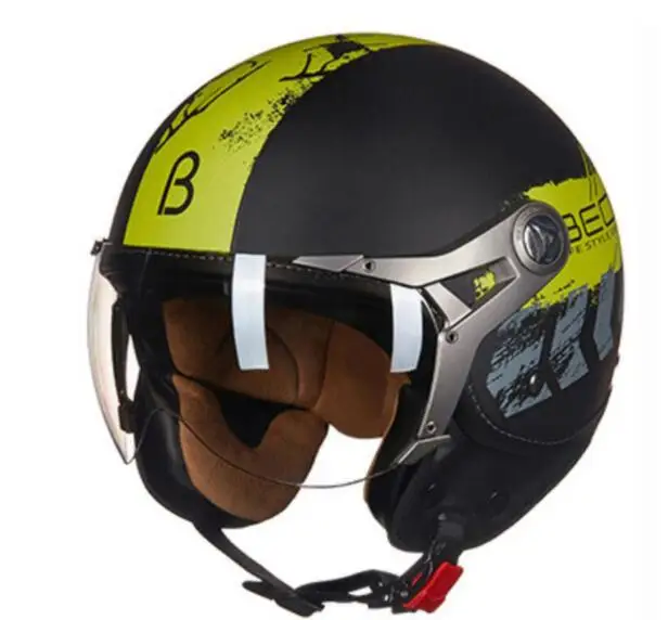 BEON для мужчин и женщин мотоциклетный шлем Chopper 3/4, винтажный шлем с открытым лицом, мотоциклетный шлем Casco Capacete, мотоциклетный шлем - Цвет: 110B-015