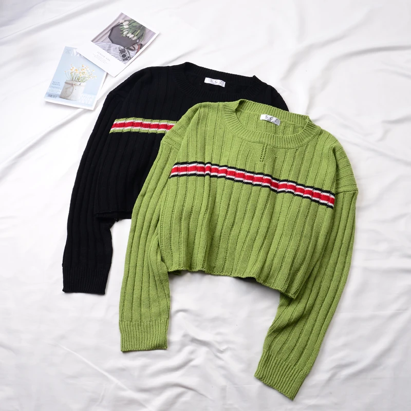 2019 Новый женский осенний свитер зимний шикарный винтажный укороченный топ