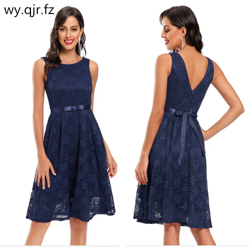 

CD-607#Short Evening Dresses lace Navy blue wine red Apricot Cocktail party prom dresses wholesale birthday Valentine's day girl