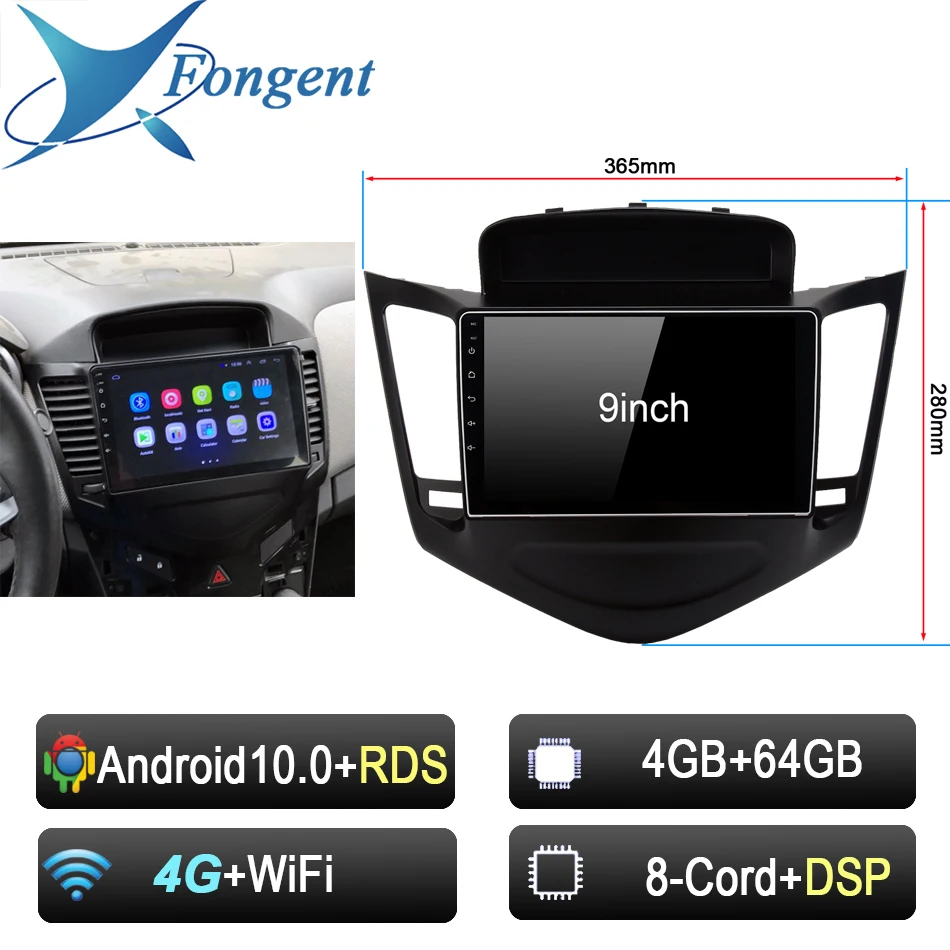 

For Chevrolet Cruze 2013 2014 2015 Fongent 9 Inch Android 10.0 Multimedia Player GPS Navi 2din Car Radio Touchscreen Head Unit