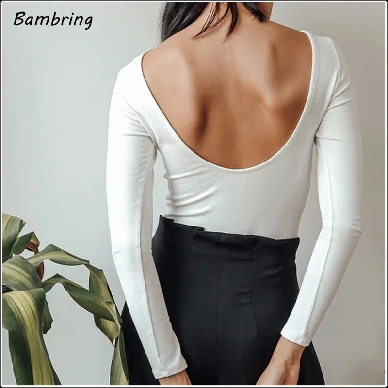 

Sexy Halter Long Sleeve Women Bodysuit Casual Lady Office Overalls Chic Bodysuits Streetwear Autumn Basic Jumpsuits New Custom