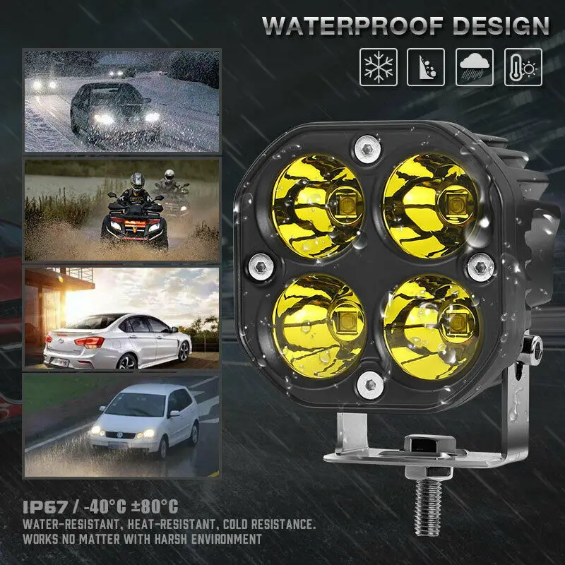 3inch 40W LED Work Light Bar Yellow Spot Pods Flood Beam for Driving Offroad Boat Car Tractor Truck | Автомобили и мотоциклы