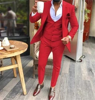 landuxiutailor made men suits slim fit 3 pieces groomsmen red notch lapel business tuxedos for formal weddingblazerpantsvest