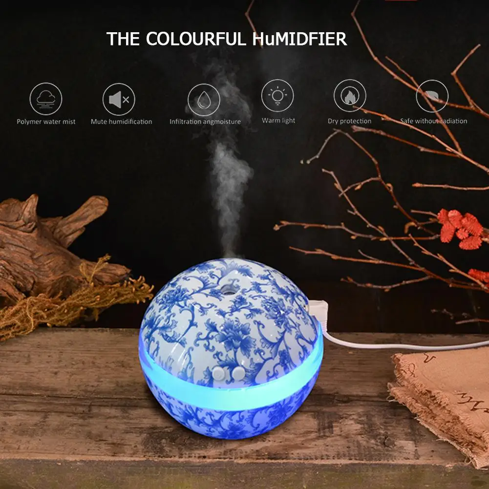 

300ml Ultrasonic Air Humidifier USB Rechargeable Aromatherapy Essential Oil Diffuser Mini 7 Color LED Night Light Humidifier