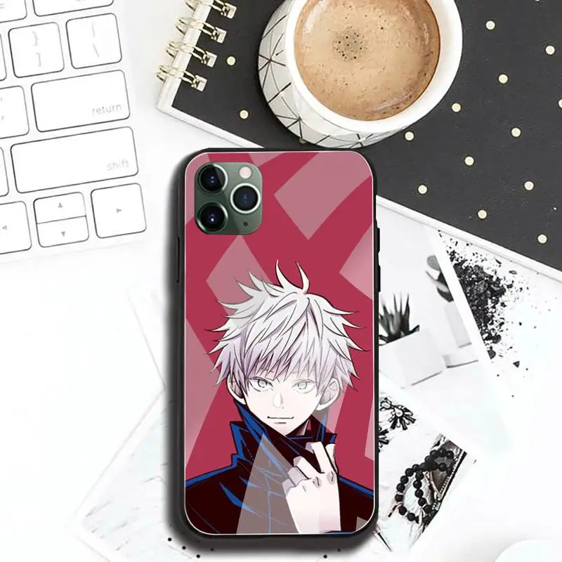 jujutsu kaisen gojo satori phone case tempered glass for iphone 12 pro max mini 11 pro xr xs max 8 x 7 6s 6 plus se 2020 case free global shipping