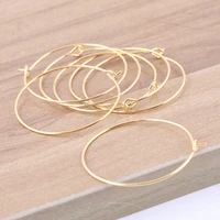 20pcs real gold plated 30mm copper circle round earring hoops diy jewelry making findings