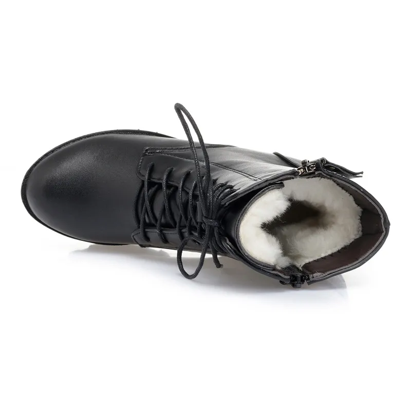 Женские ботинки из натуральной кожи с круглым носком на молнии размеры 34-42 | Обувь