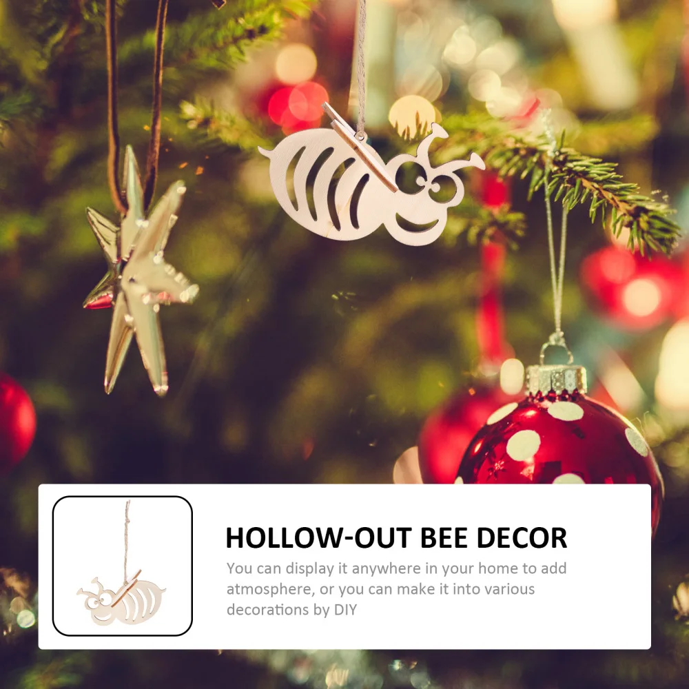 

20pcs Hollow-out Bee Wooden Hanging Decors Delicate Bee Modeling Hanging Decors