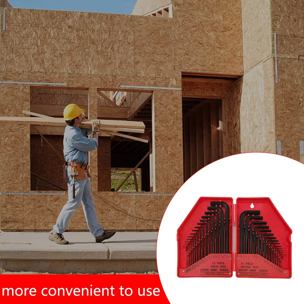 

30-piece Set Of Inch Size Hexagonal Wrench Flat Precise Size Prevent Corrosion Folding Plastic L-Type Wrench 8 mm-10 mm