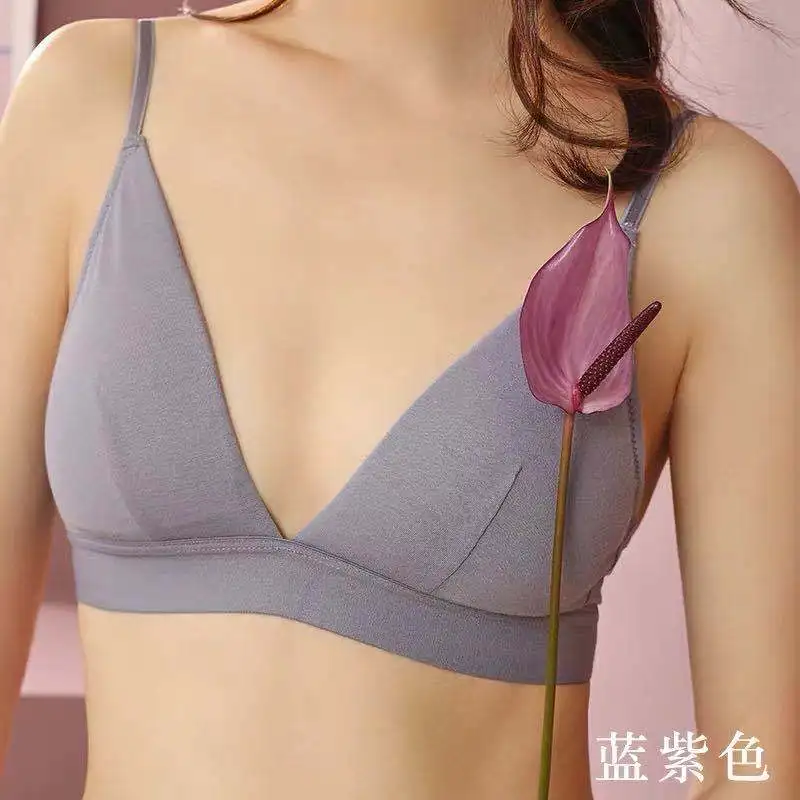 

Сексуальное нижнее белье с французскими треугольными чашками, женское тонкое простое немаркированное регулируемое белье с присборенной г...