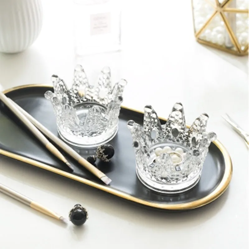 Многофункциональный стеклянный подсвечник JO LIFE с короной прозрачная пепельница