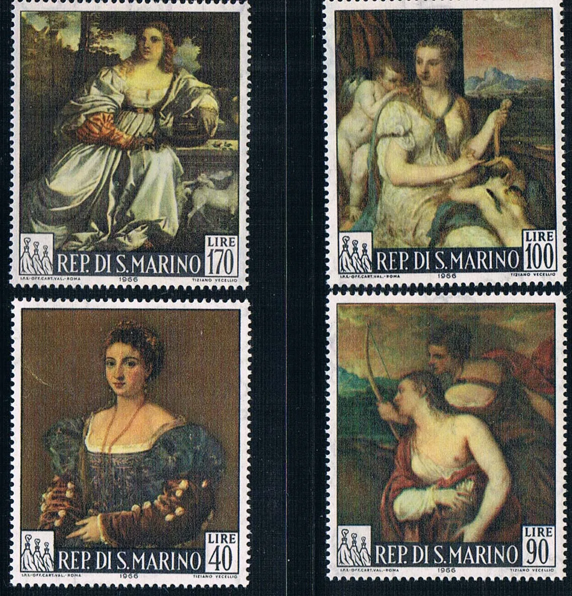 4Pcs/Set New San Marino Post Stamp 1966 Titian Painting Arts Stamps MNH | Дом и сад