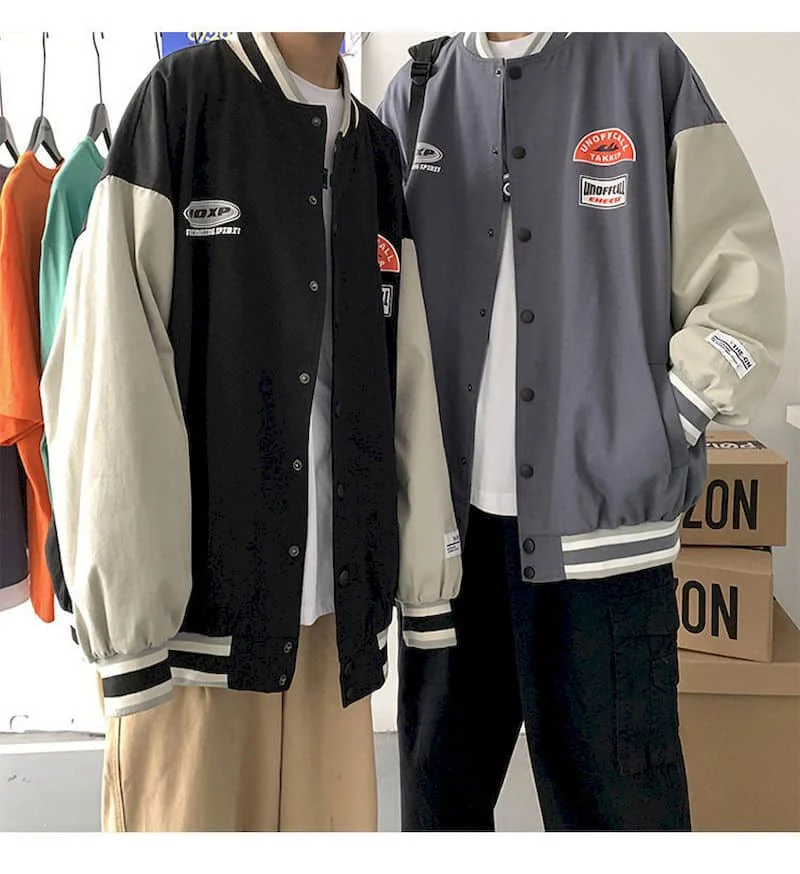 

Baseball Jacket Women Jackets Men Autumn Korean Loose Handsome Splicing Lovers All-match Sports Baseball Uniform Coat Punk Style