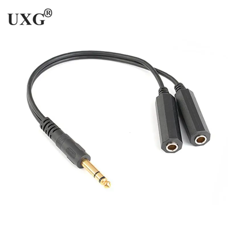 

6.35 mm Male to 2 6.35 mm Female Adapter Cable 1/4 6.35mm Plug to Dual 6.35mm Jack Y Splitter Stereo Audio Cord