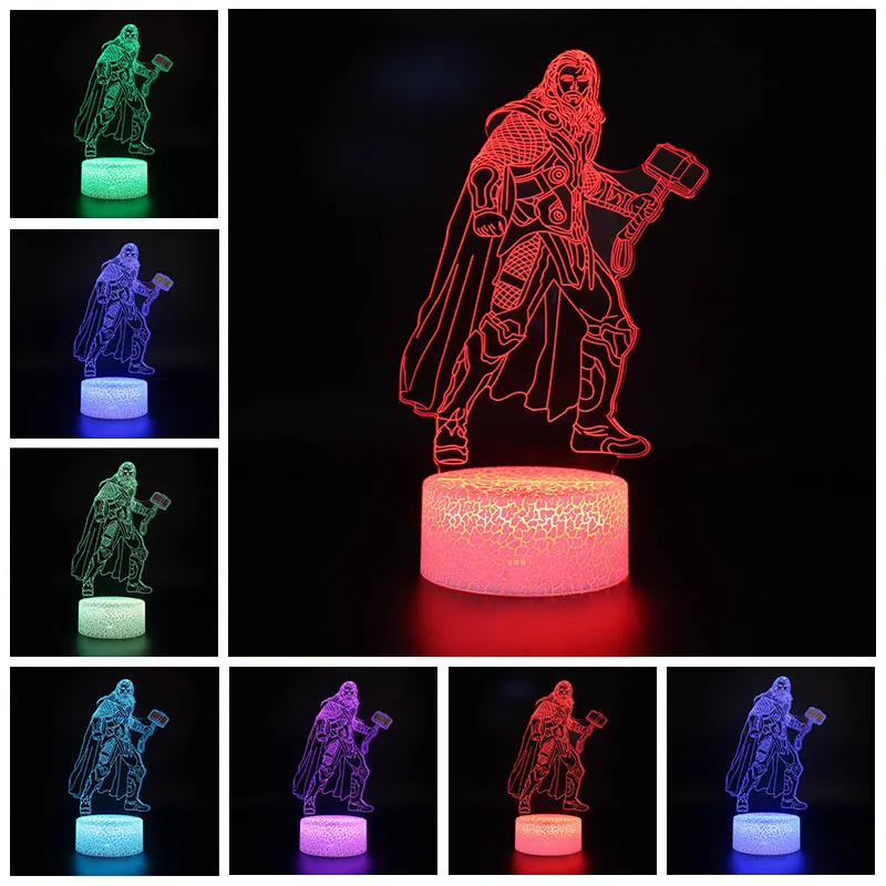 Мстители Marvel рисунок 3D акриловый Иллюзия светодиодный светильник USB красочные