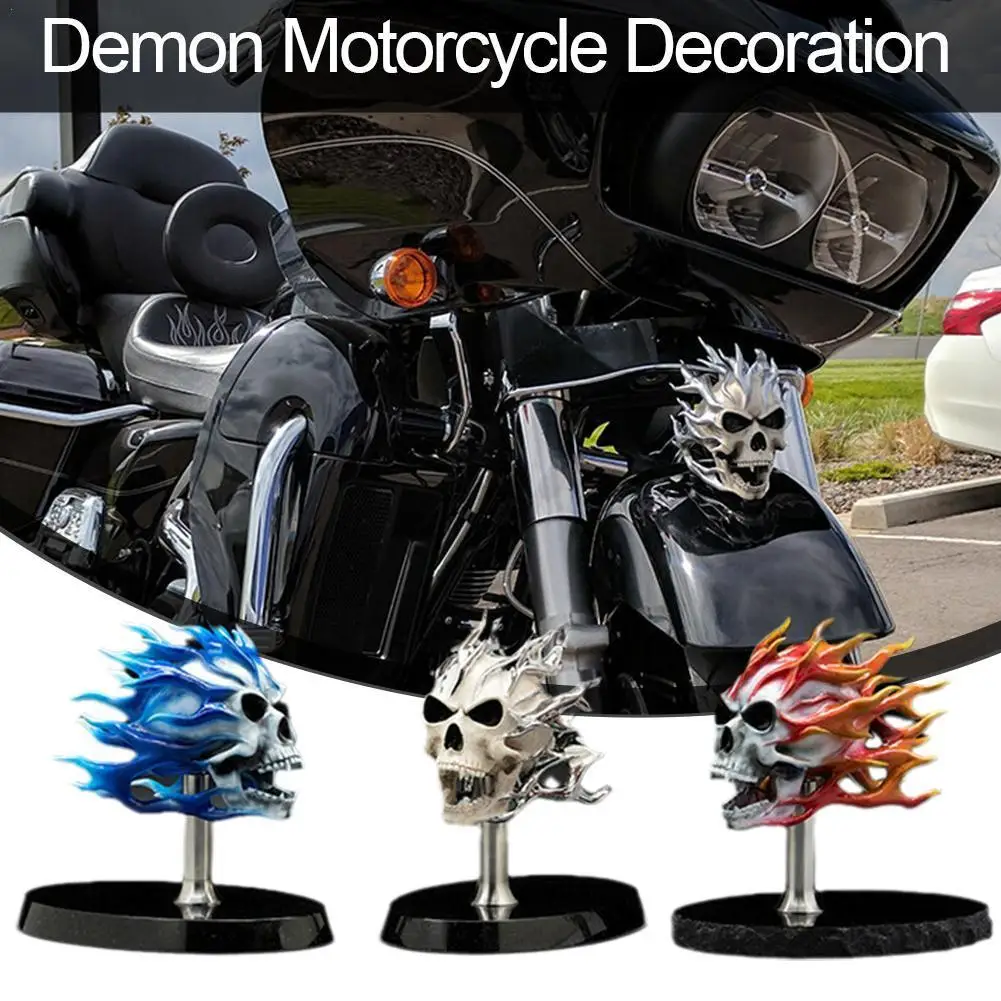 

Demon Motorcycle Decoration Motorcycle Flamed Devil Skeleton Skull Ornaments Flame Skull Skeleton Fender Hood Ornament Mascot