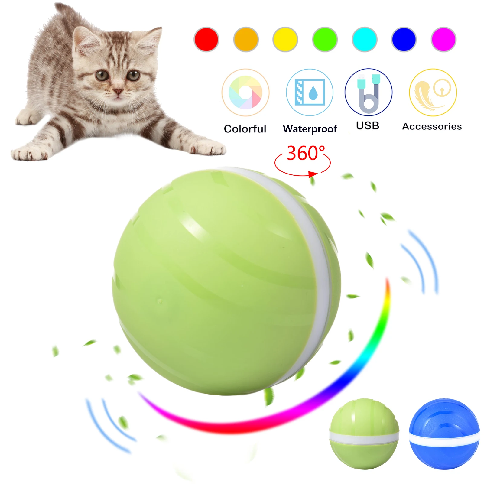 

Электрический мяч для домашних животных, умная игрушка для кошек, мигающий мяч с USB зарядкой для домашних животных, безопасная игрушка для с...