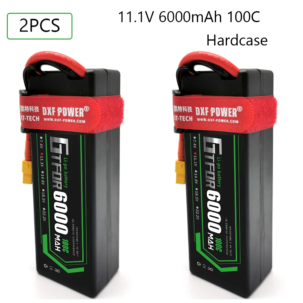 

GTFDR Lipo Battery 3S 11.1V 6000mah 100C-200C T Deans XT60 EC5 XT90 Hardcase For 1/8 1/10 RC Car Offroad buggy Truck Truggy