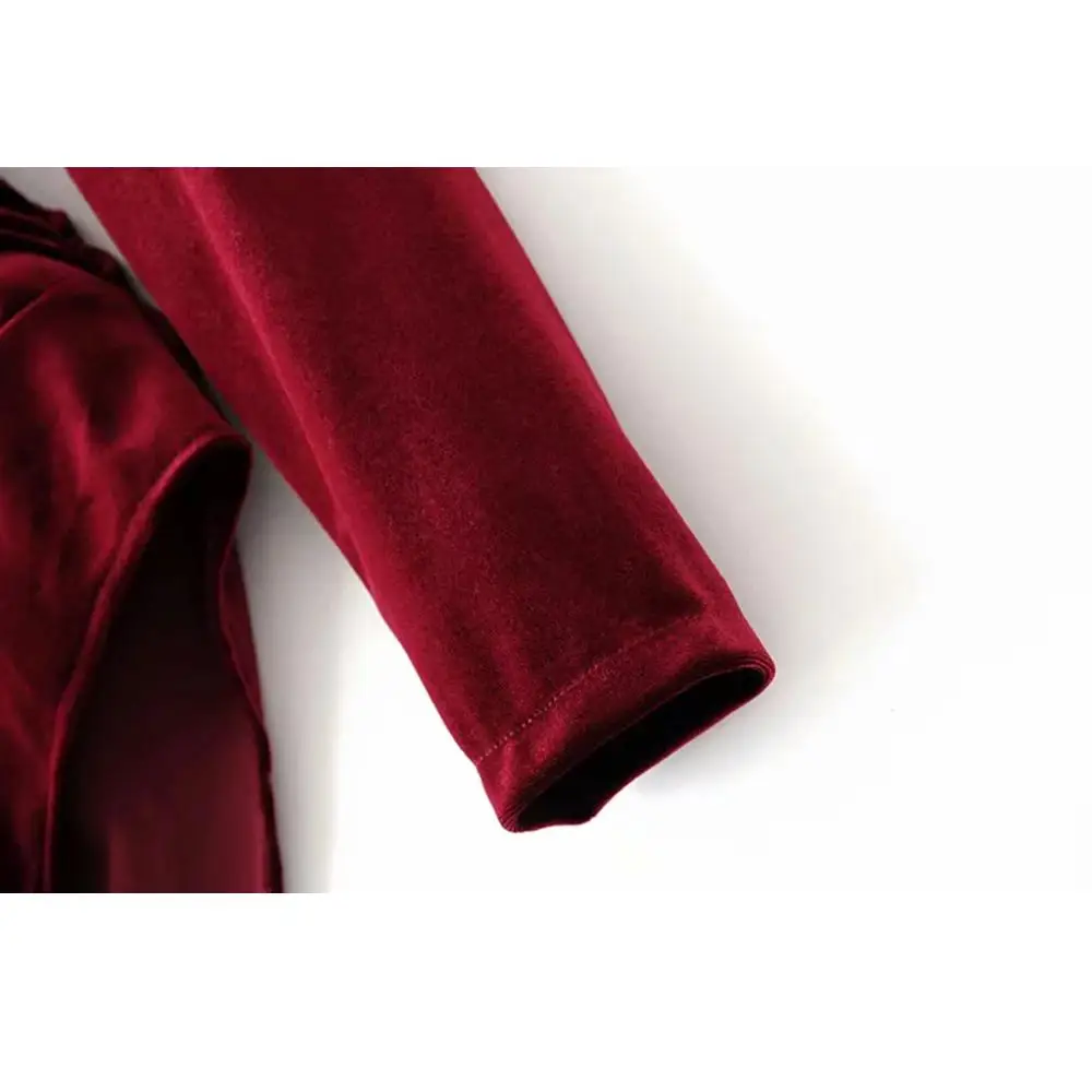 Женский бархатный комбинезон с v образным вырезом длинным рукавом и открытой