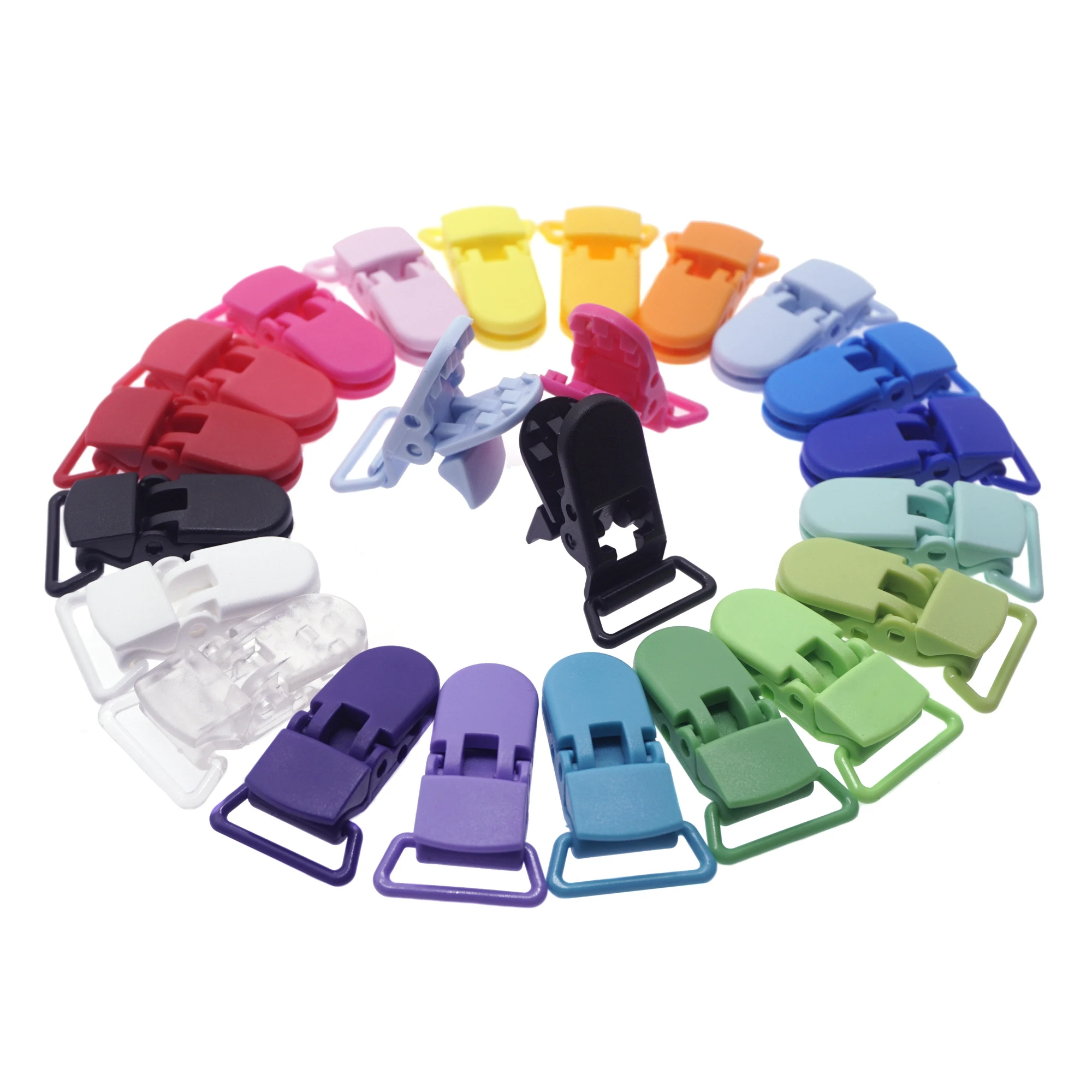 

15 color mixed 800pcs 20mm D Shape Pacifier Clip Plastic Dummy Clip Suspender Clip Soother Clip DHL Free Shipping