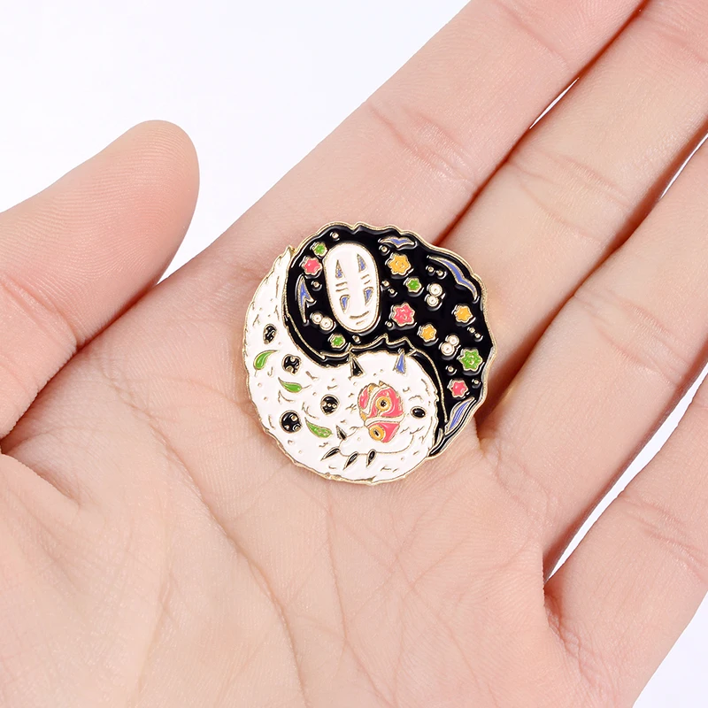 Yin and Yang round pins brooches for women anime cartoon badge goblin enamel pin backpack lapel hat Jackets Jewelry gifts | Украшения и