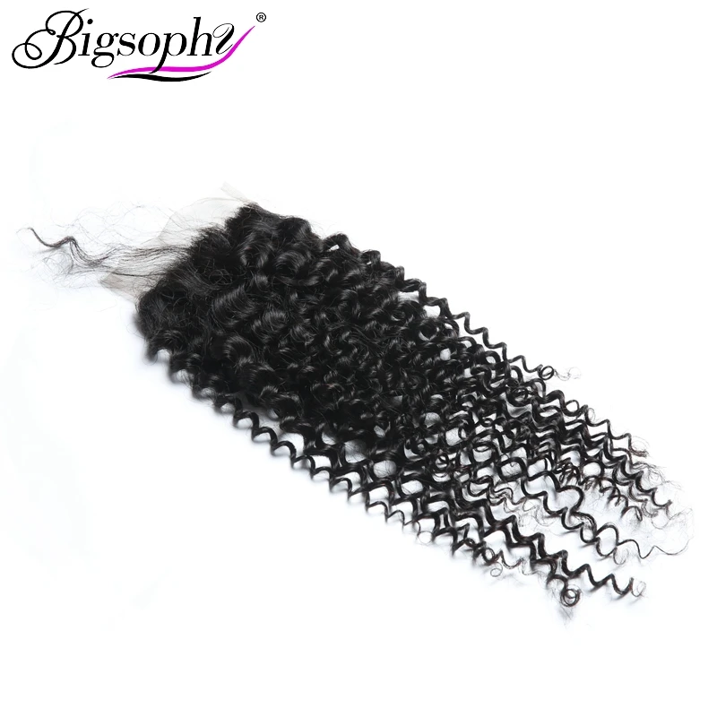 Bigsophy перуанские волосы кудрявые Кудрявые Кружева Закрытие 4*4 Человеческие волосы remy Кружева Закрытие с волосами младенца человеческий чехол