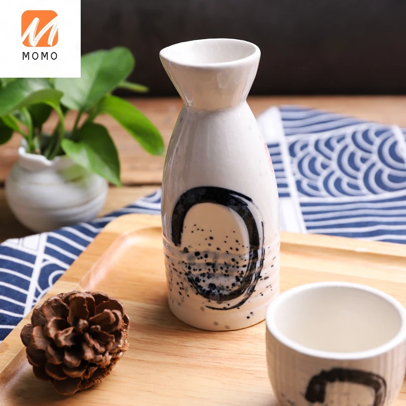 

Underglaze Retro Japanese Style Porcelain Wine Set Household Wine Decanter Wine Pot Creative Japanese Sake Pot Wine Glass Set