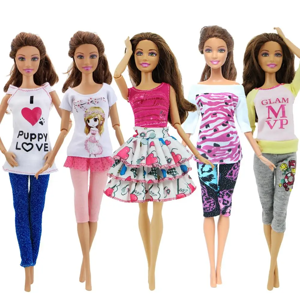 5 комплектов ручной работы милые наряды смешанный стиль красочная блузка брюки